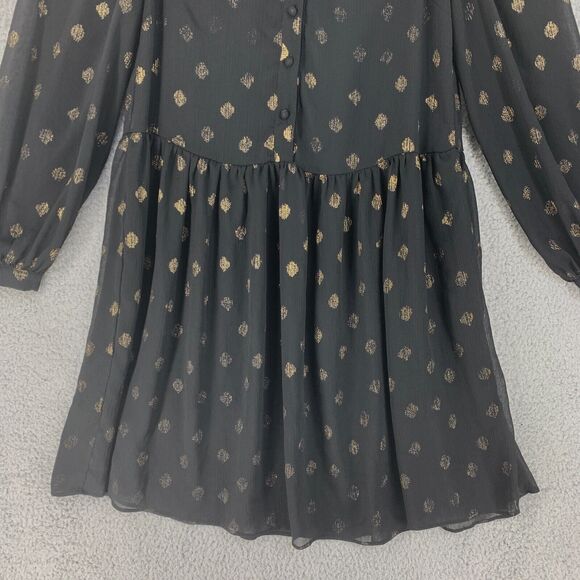 H&M Tunic Top Womens Peasant Sheer Size S Boho Black Oversized - Picture 6 of 8